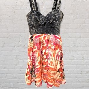 Material Girl Denim Cutout Floral Dress